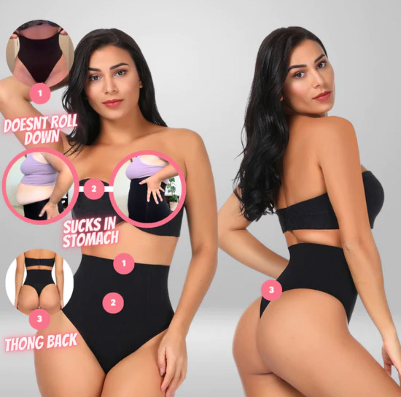 High-Waisted Tummy Control Thong With Bones/ No Bones