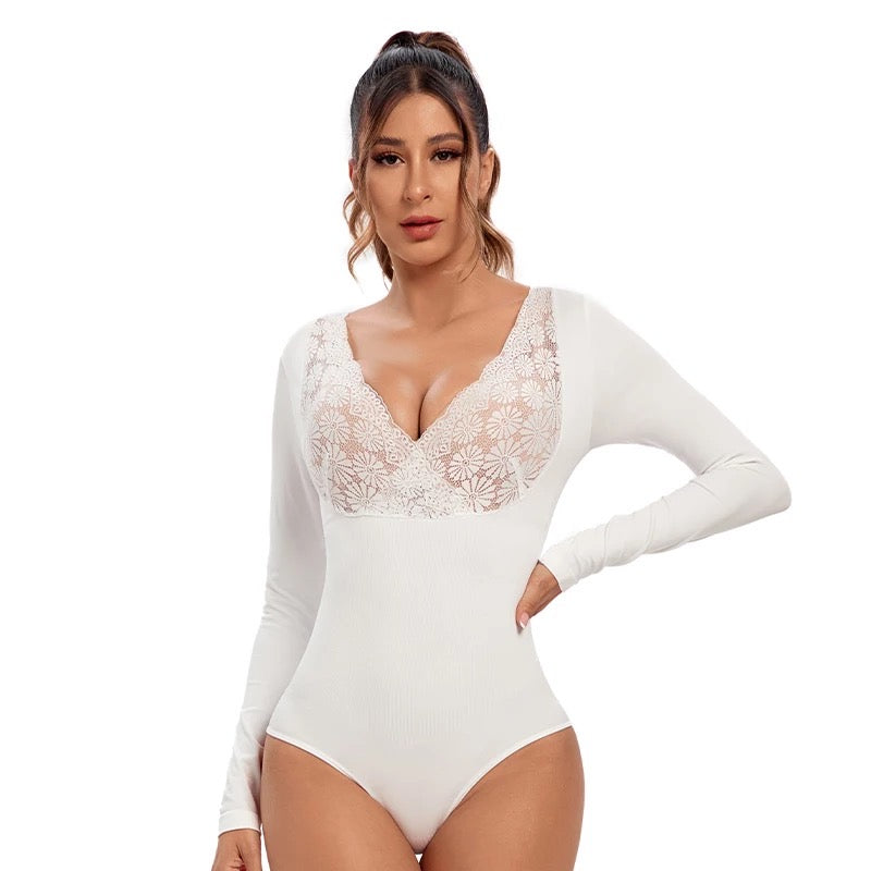 Shaping Lace Tummy Control Thong Shapewear Bodysuit –