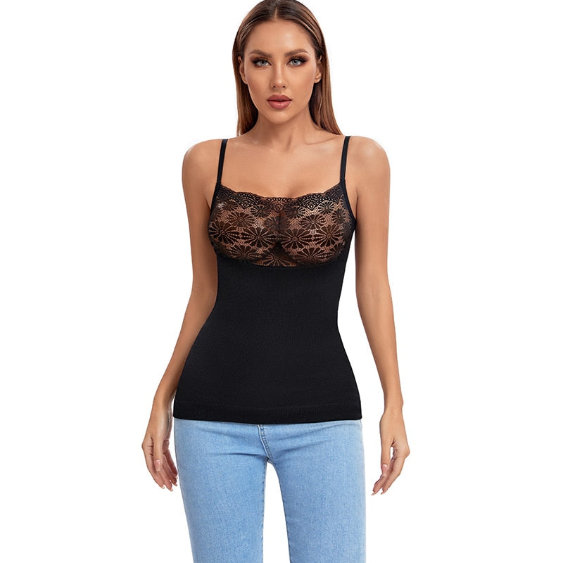 Lace Tummy Control Slimming Cami Top Shapewear –
