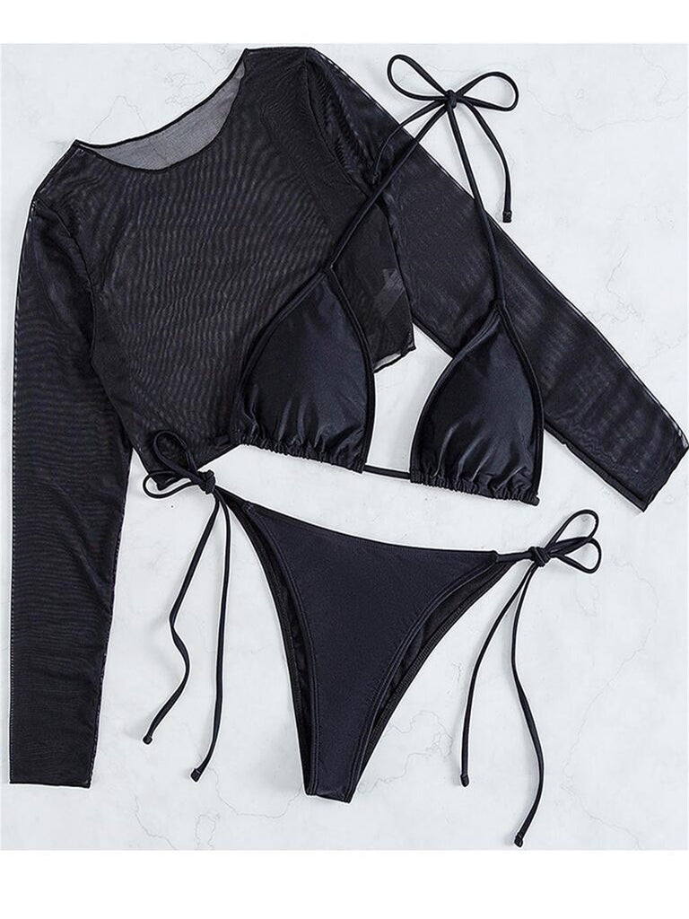 bikini with mesh top