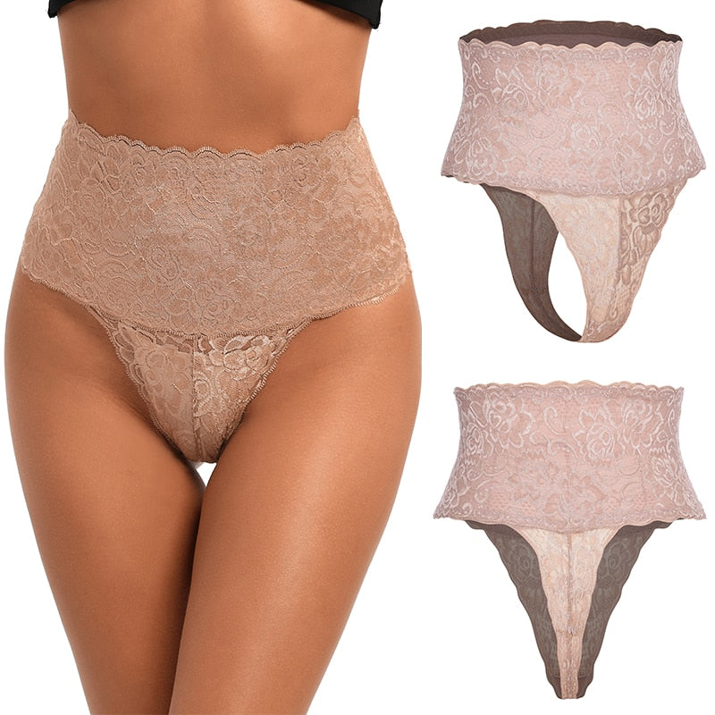 Diva Lace Tummy Control High-Waisted Smoothing Thong –